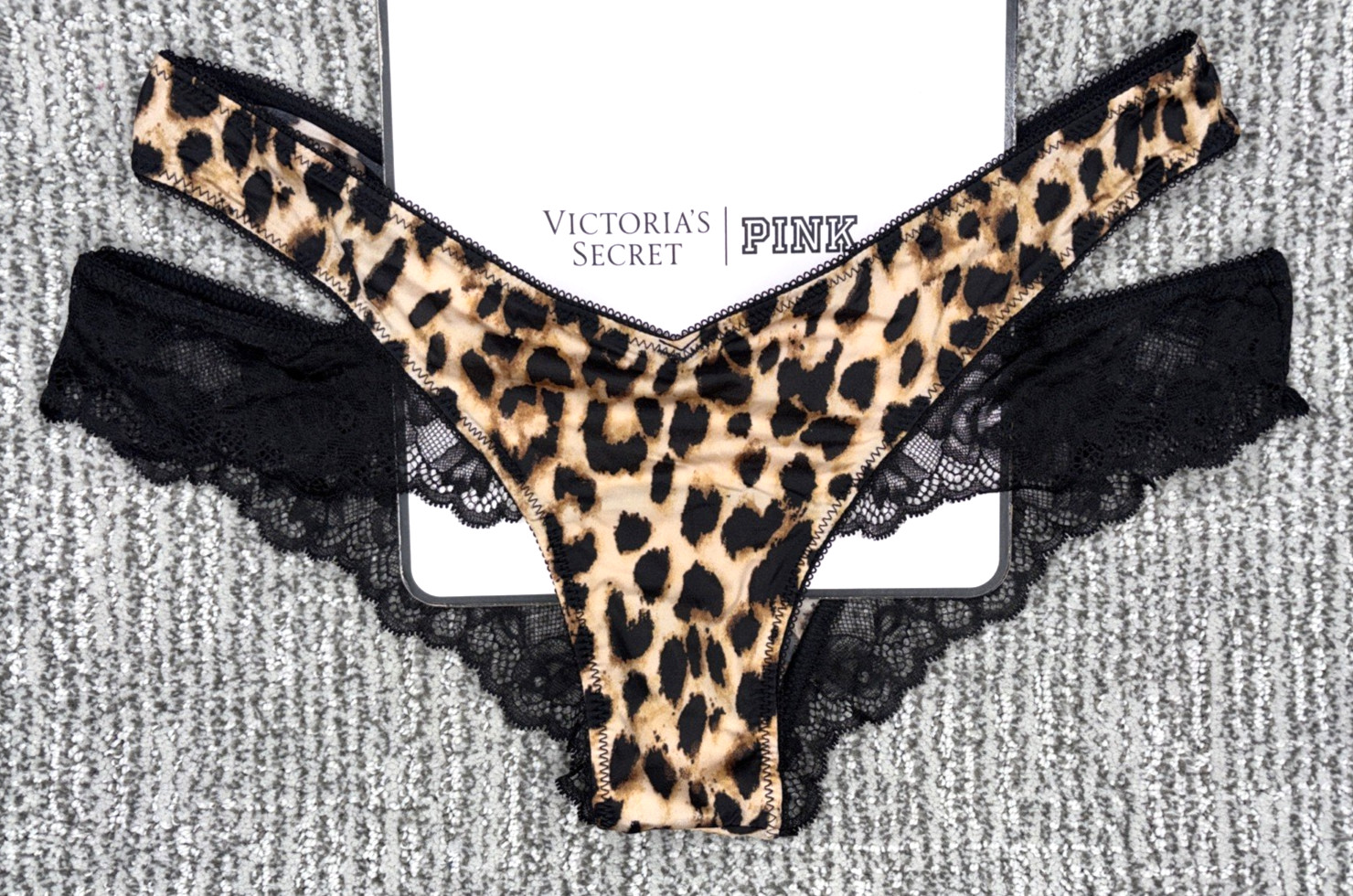 Victoria’s Secret Very Sexy NWT XL Black Strappy Leopard Print Cheeky Panty