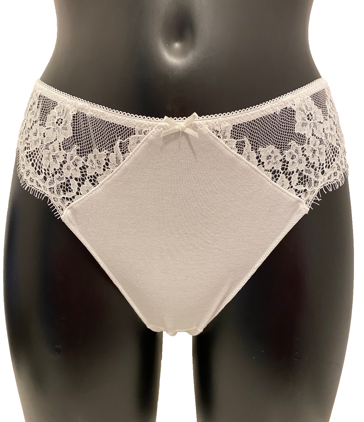 White Thong 12 Cotton Blend lace trim knickers pants underwear ladies panties