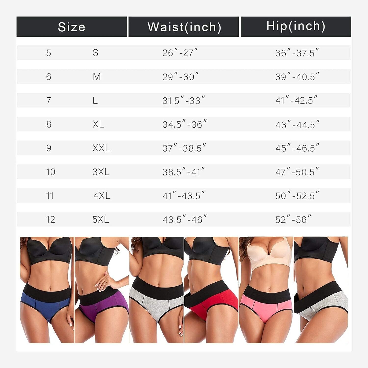 Eiggam Underwear for Women Cotton High Waist Panties Full Coverage Briefs Soft S