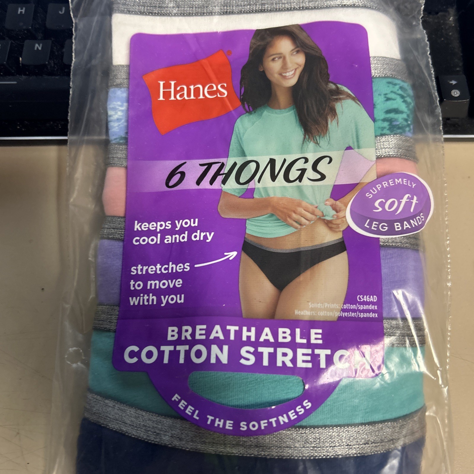 Hanes ~ 6-Pair Women’s Thong Underwear Panties Cotton Blend Stretch ~ xl 8