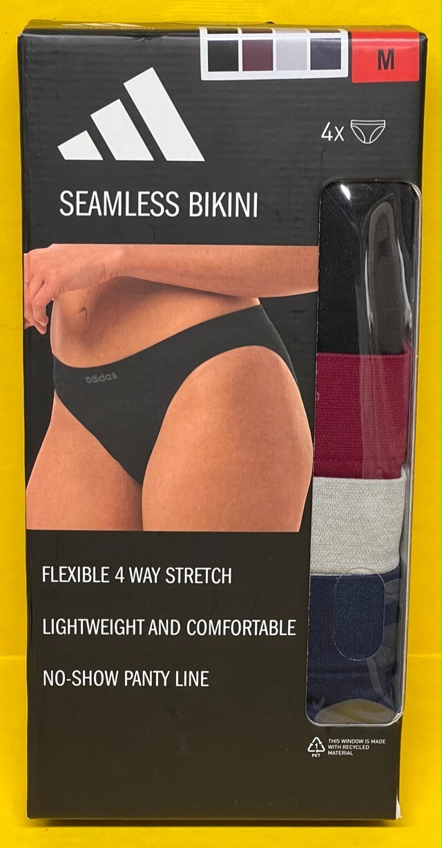 Adidas Woman’s 4 Pack Multicolor Seamless Bikini Underwear Size: Medium NEW