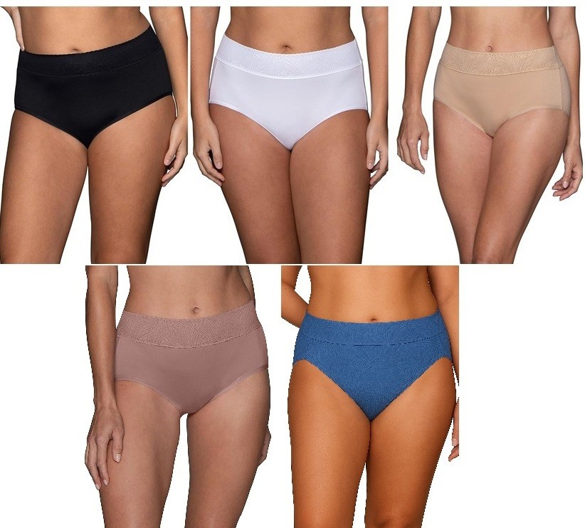 5 Pc Vanity Fair 13276 Effortless Buttery Soft Fabric & Lace Brief 6~7~8~9~10
