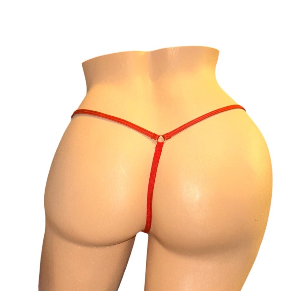 Victoria’s Secret Luxe Thong Panty Lace Red Small Shine Embellish New