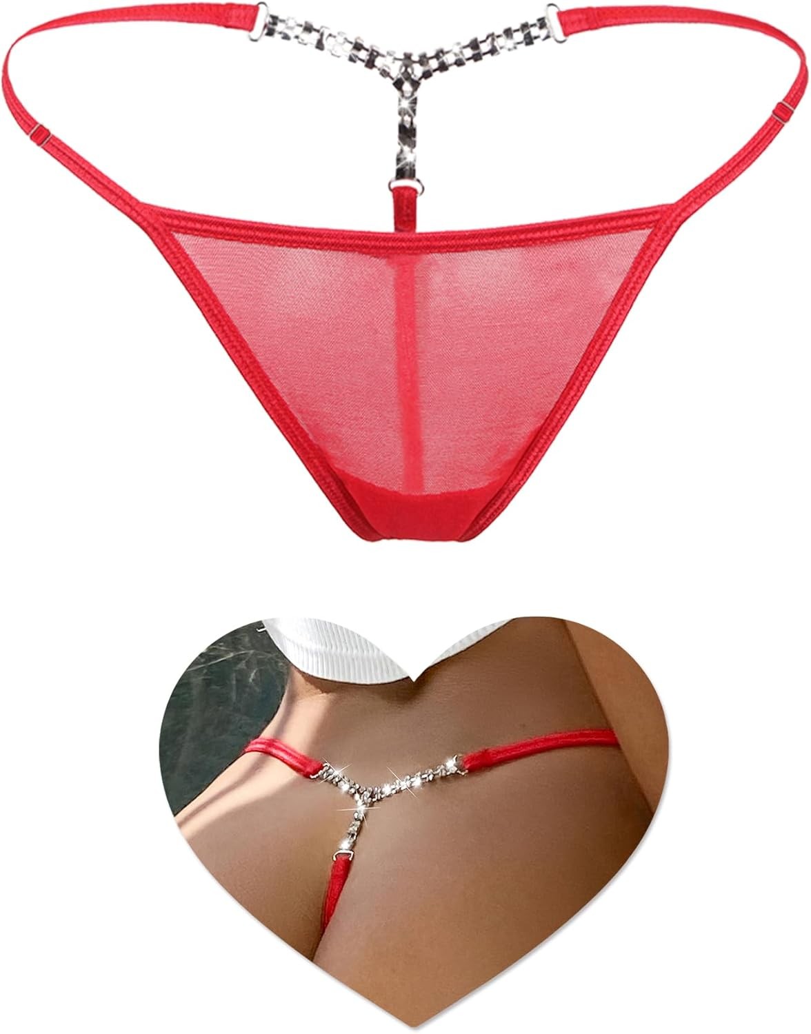 comeondear Womens G-String Underwear T-Back Plus Size Thong Rhinestones Shine St