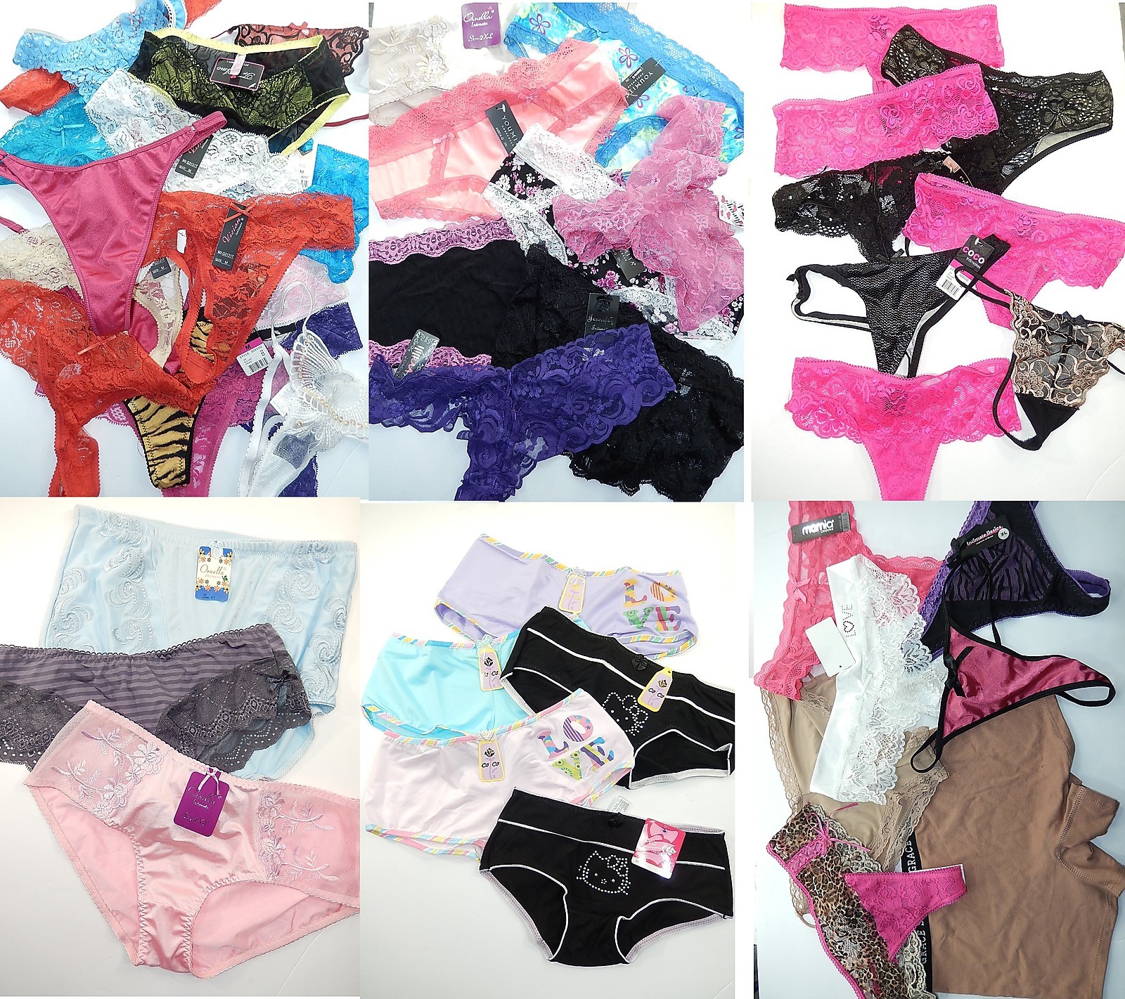 10, 12, 24 or 36 pc WHOLESALE WOMENS THONGS BOYSHORTS BIKINI PANTY MIX LOT S-2X