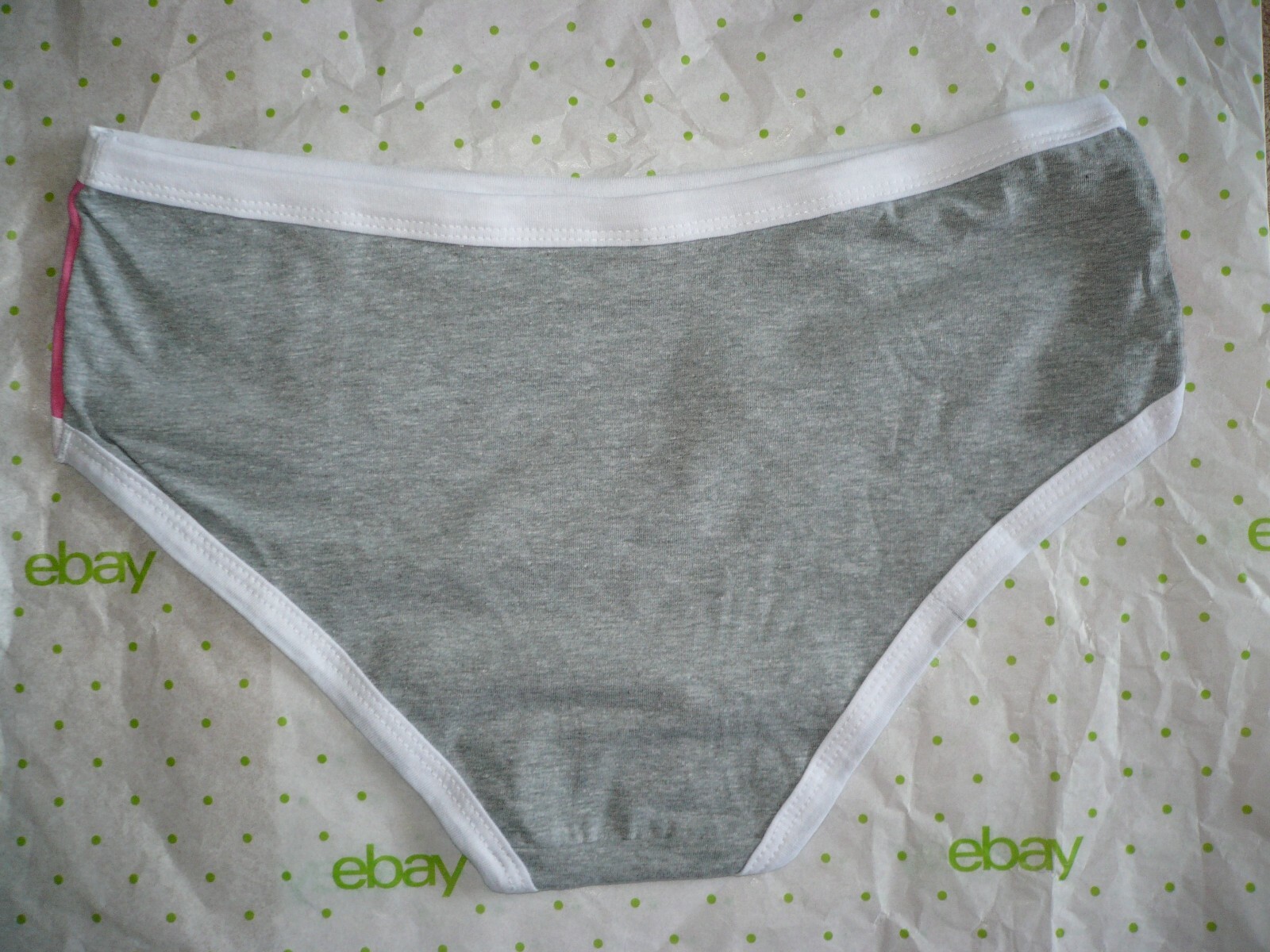 Rue 21 Women’s Bikini Panties MEDIUM Gray & Pink W White Trim New