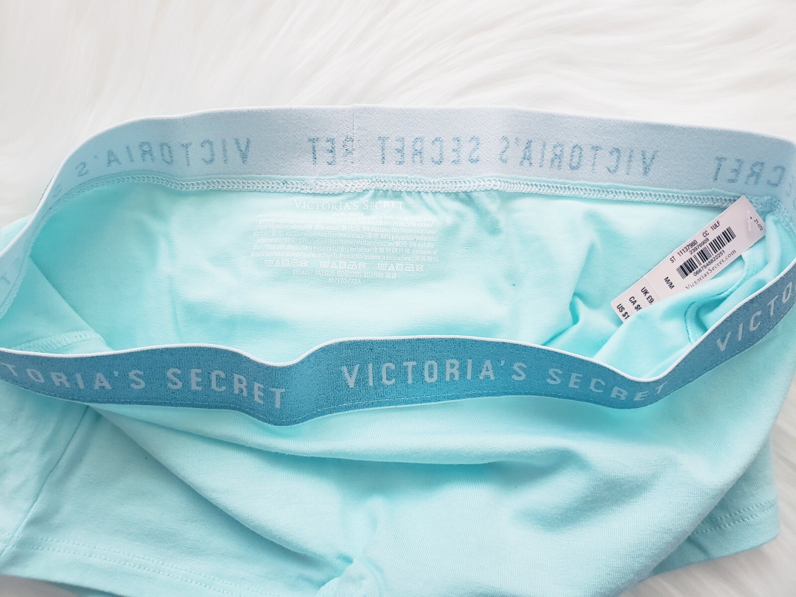 NWT VS Cotton Shine Logo Waistband Boyshort Panties Size Medium
