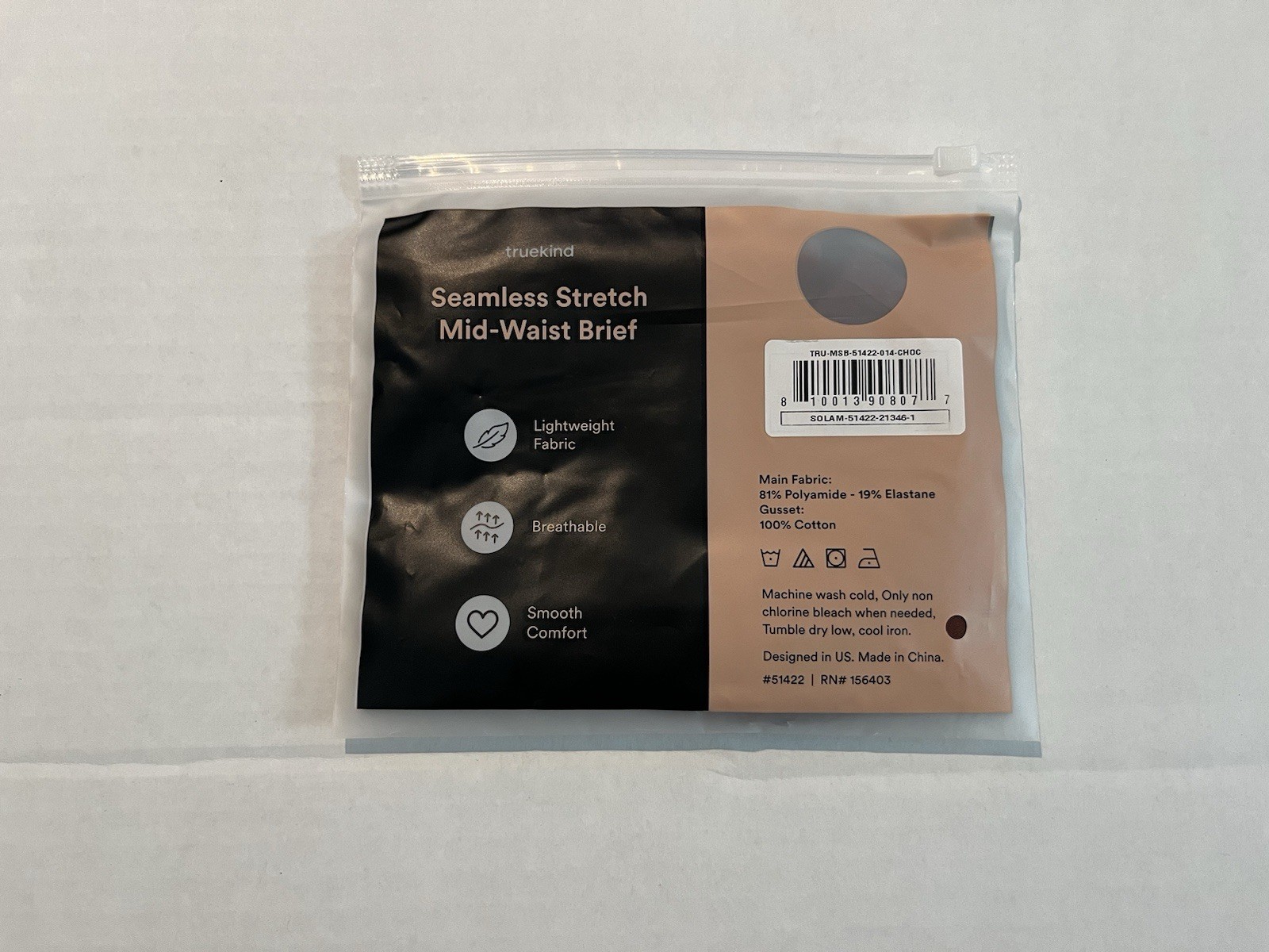 New Truekind Women’s Seamless Stretch Mid-Waist Brief Chocolate Brown Size 0-14