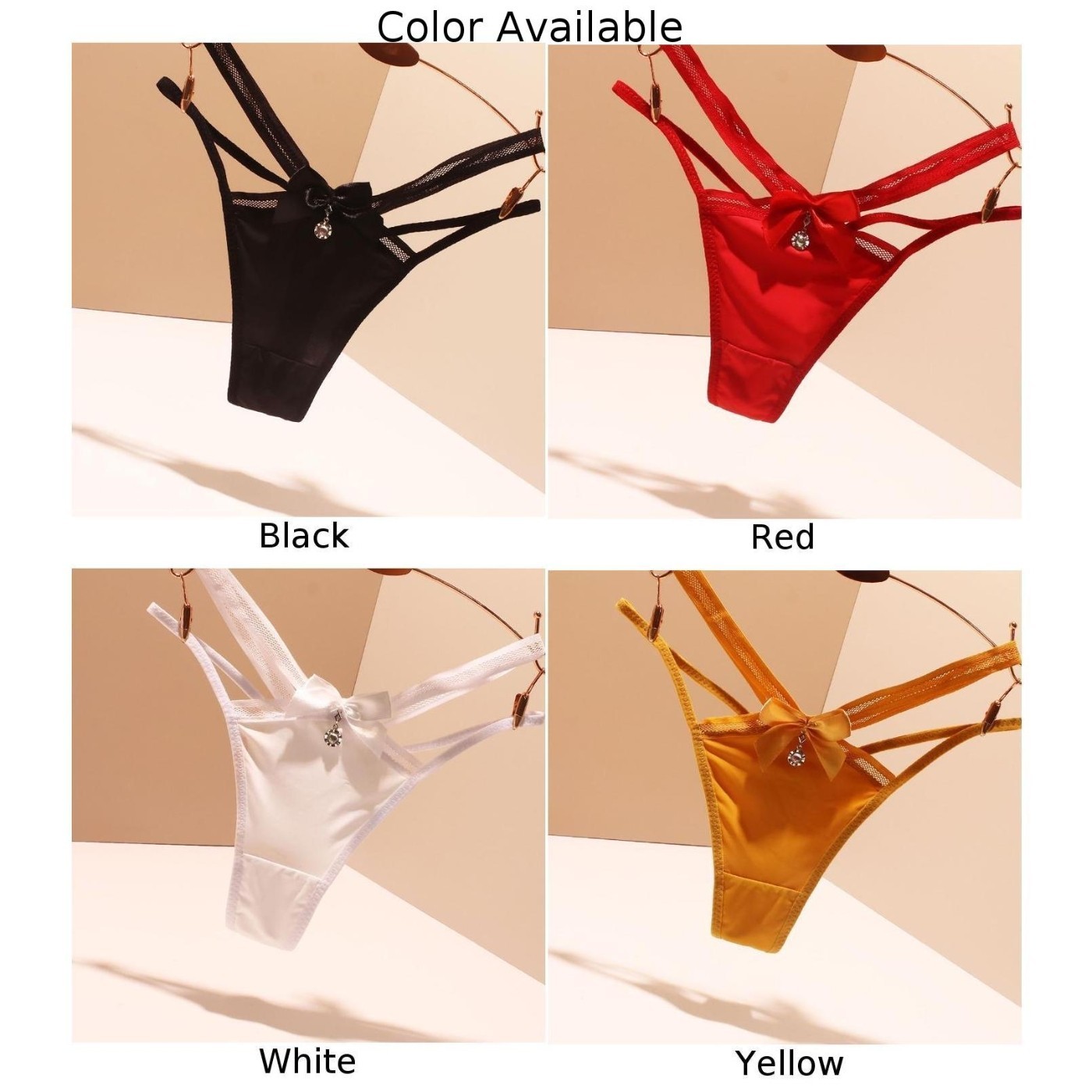 Double Strap Belt Thong Panties for Women Made of 95% Nylon 5% Spandex