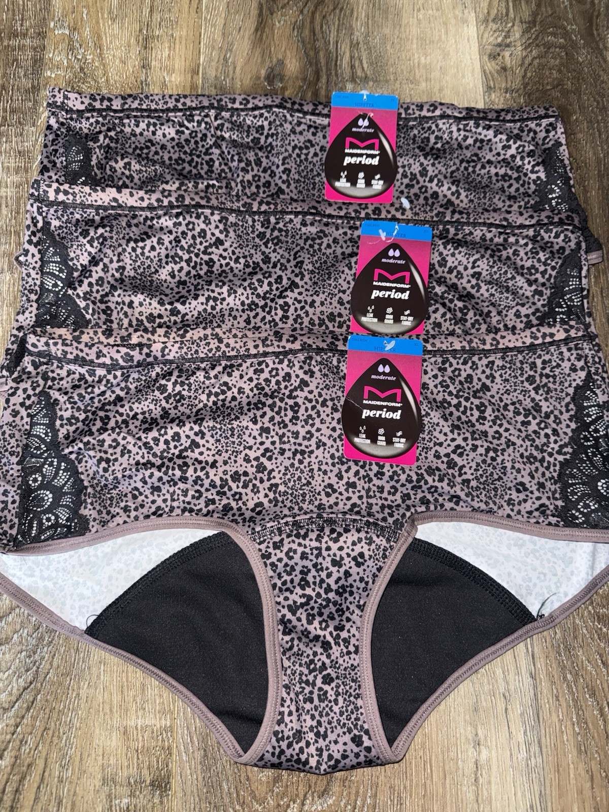 Maidenform Women Period Hipster Leak Protection Underwear Panties 3-Pair ~ XL
