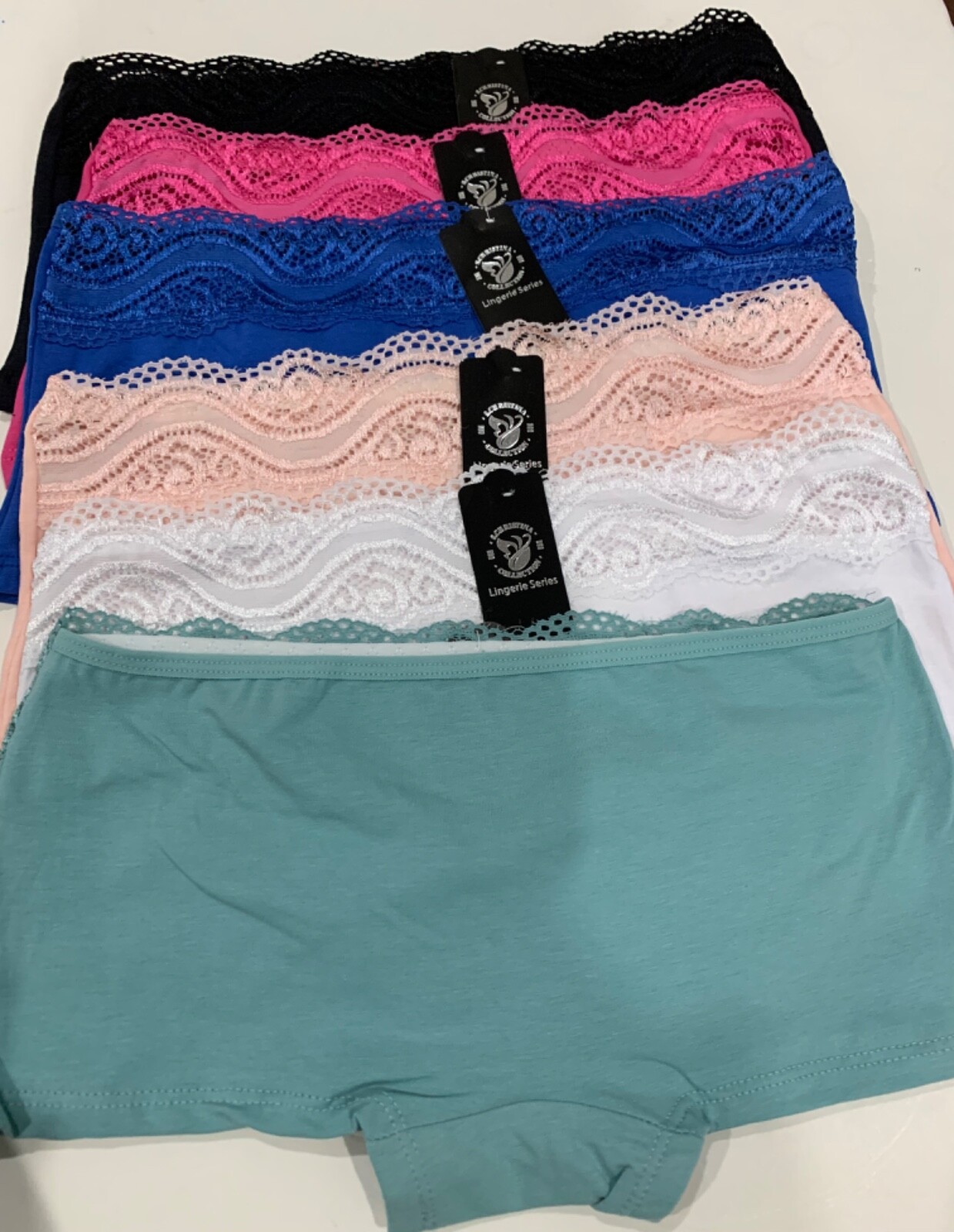 New women 6 pcs lot front lace boyshorts cotton underwear panties-SMLXLXXL