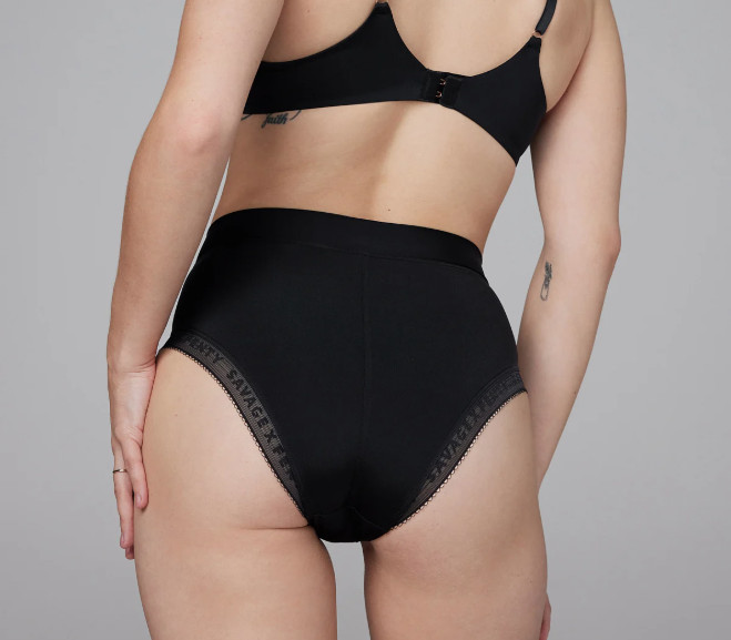 Savage X Microfiber Logo-Trim High-Waist Cheeky Panty, Caviar, 316146, 3X