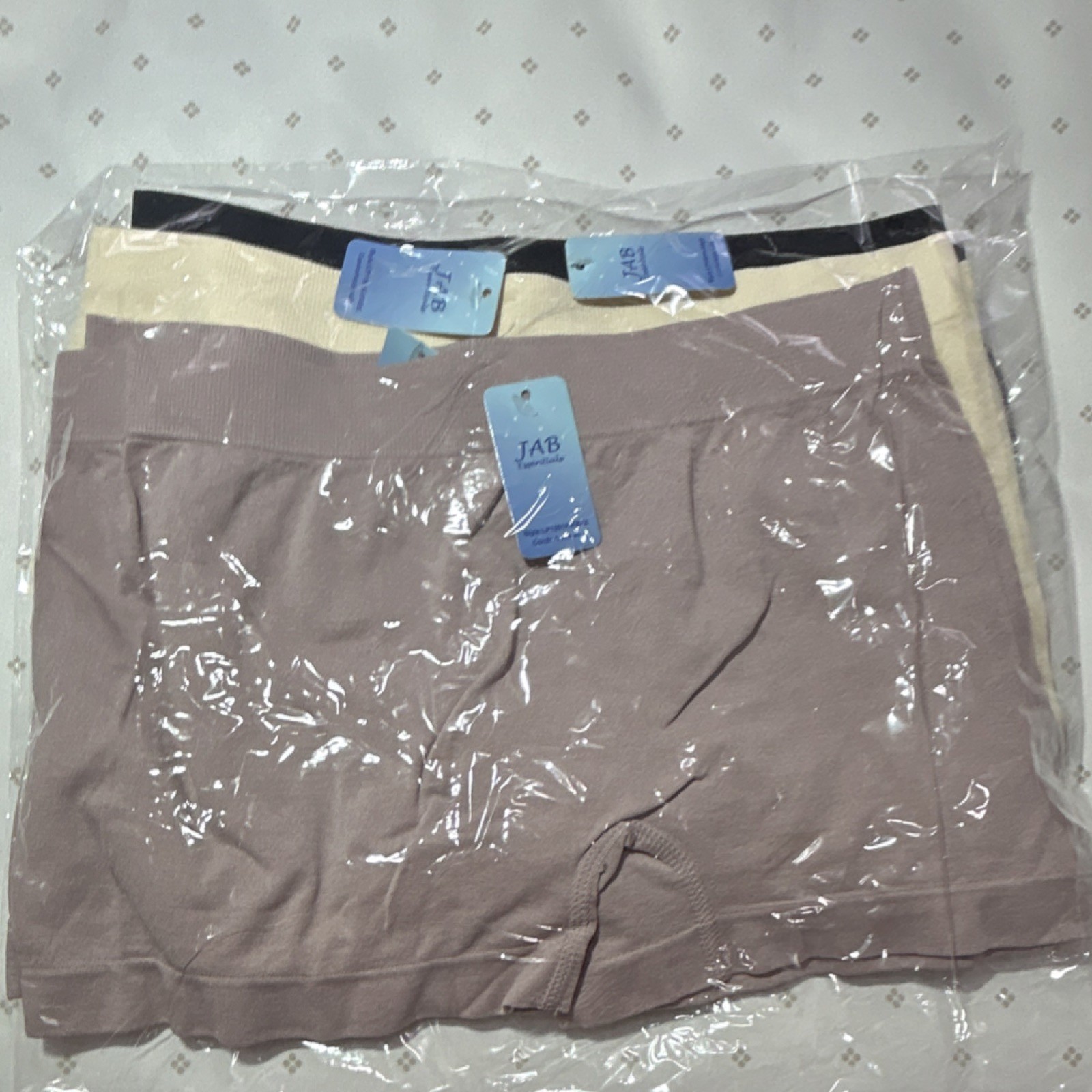 6 Pack JABEssentials Womens Boyshort Panties FreeSize Nylon Black Beige Taupe