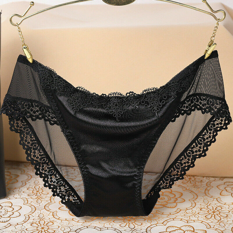 4X Sexy Lady Knickers Panty Briefs Underwear Lace Trim Sheer Mesh Low Waist Kits