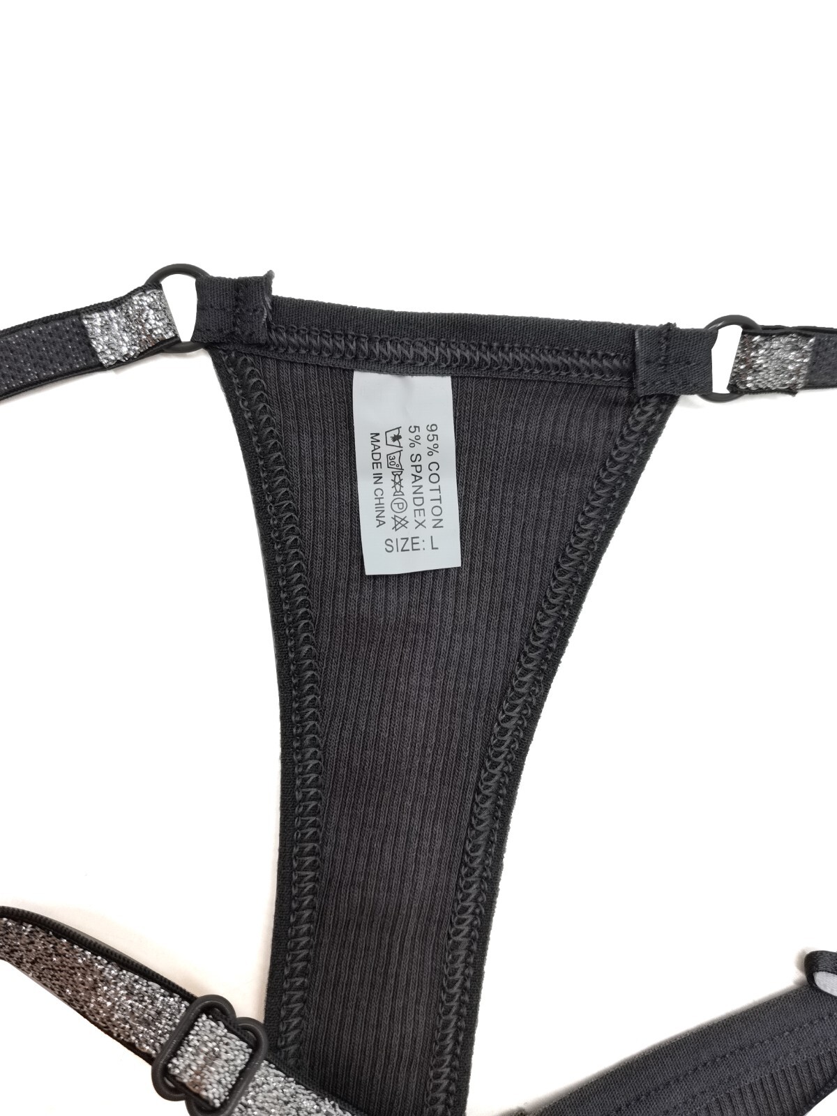 Women Adjustable Ribbed Cotton Thong Underwear Shine Strap Sexy Panties Pack 6-S
