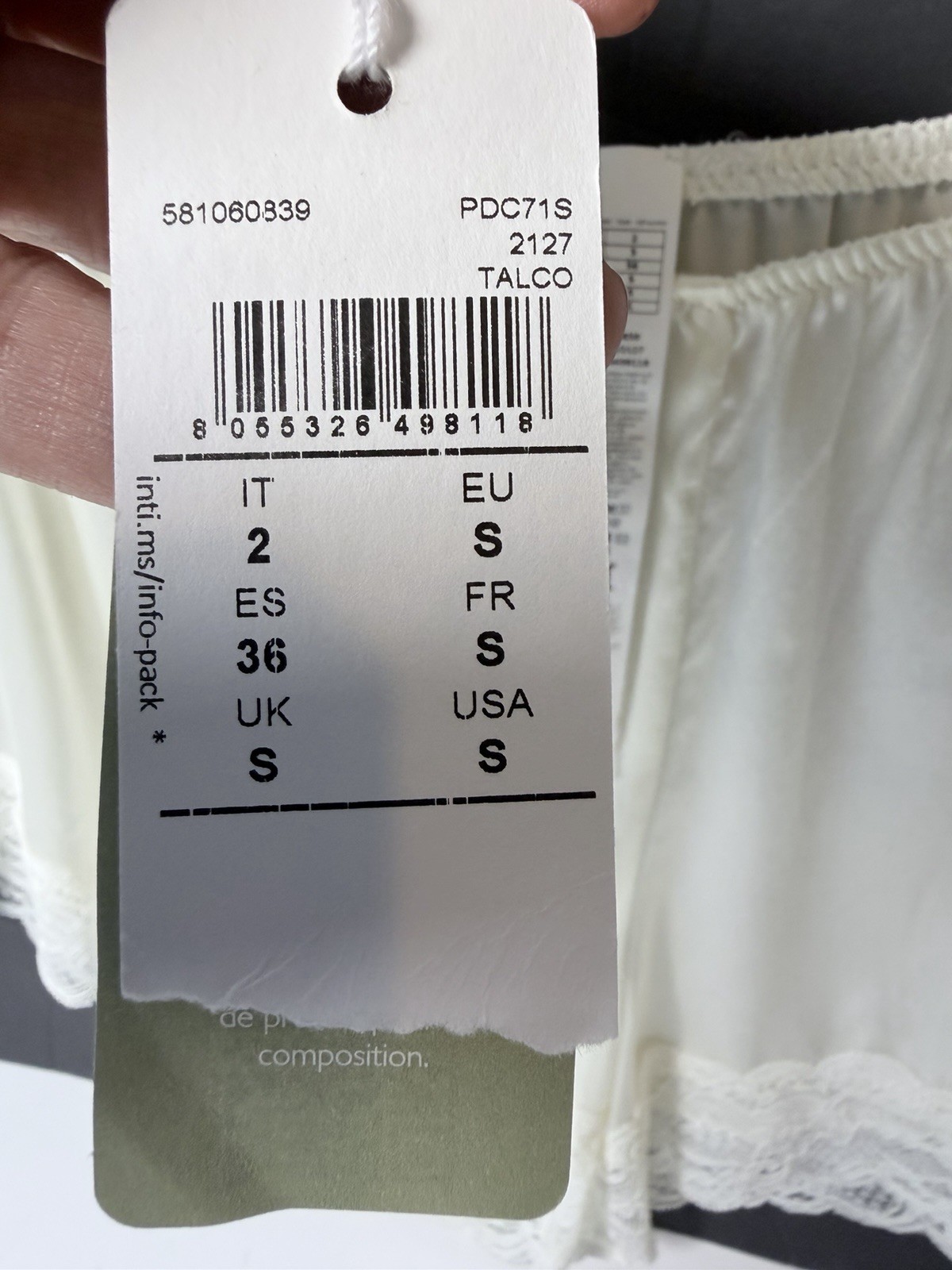Intimissimi Lace Shorts in ivory and White Stretch Lace Size Small