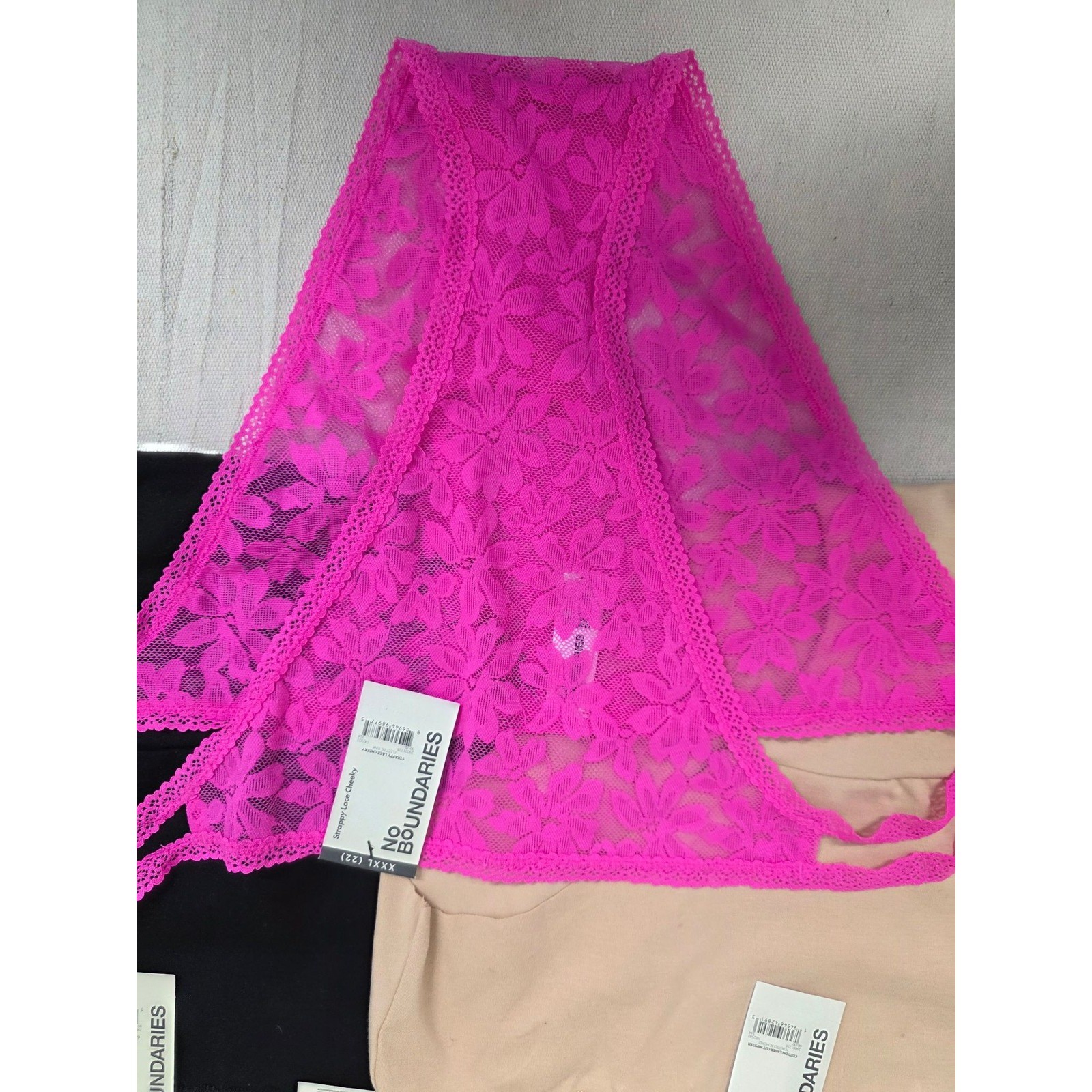No Boundaries Panty Bundle XXXL 22 Hipster Cheeky Lace Black Nude Pink 3Pack NWT