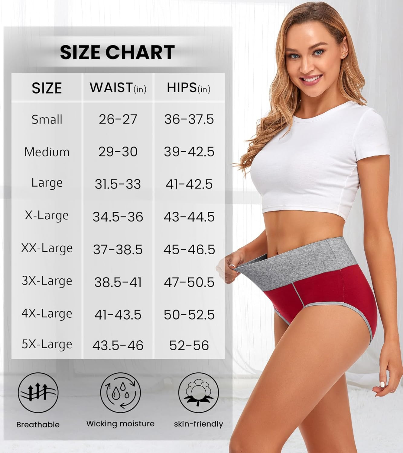 High Waisted Underwear for Women Cotton No Muffin Top Full Coverage Briefs Soft