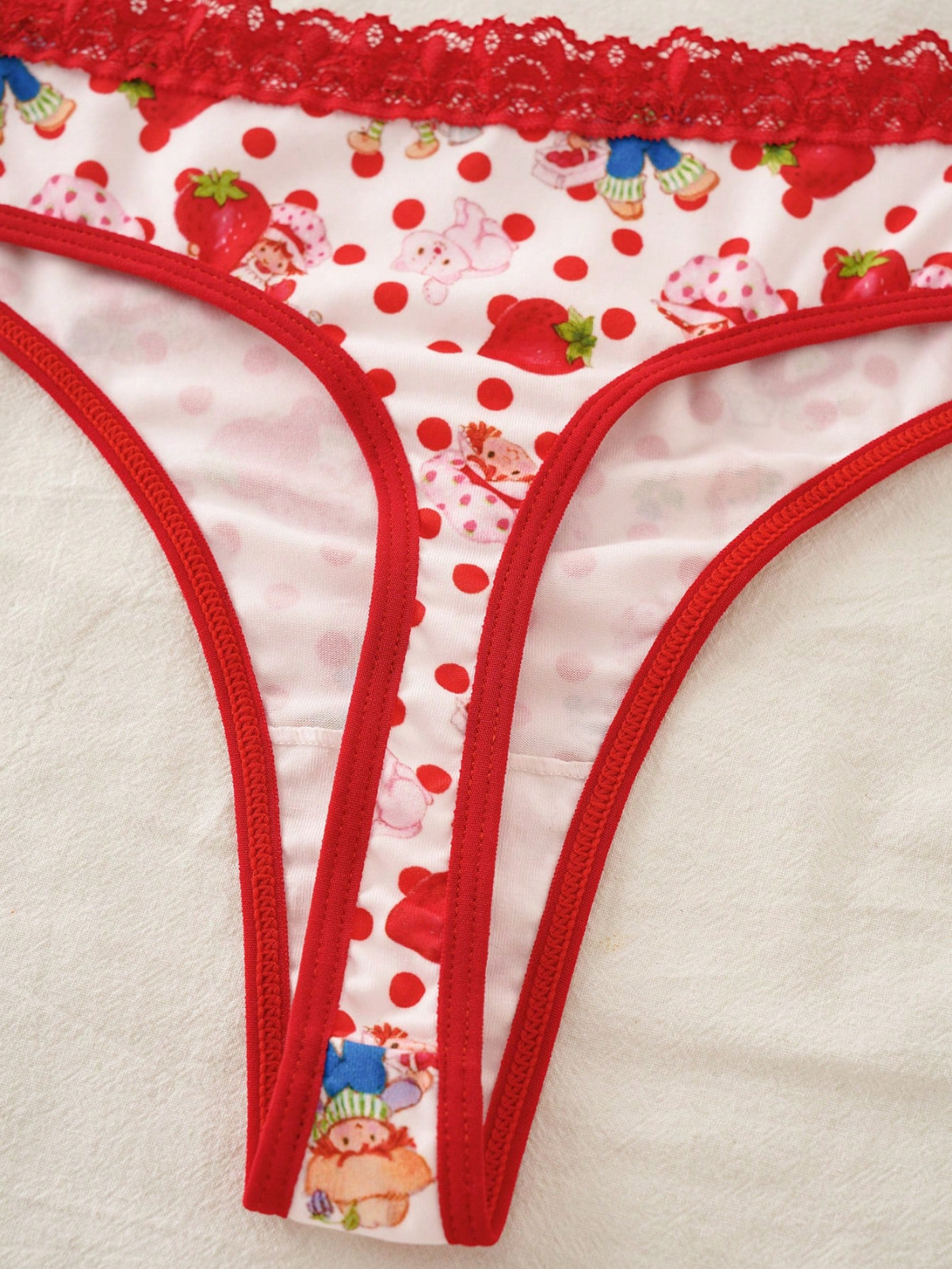 Strawberry Shortcake Kawaii Y2K Licensed Cute Cartoon Thong Panties – Pack of 2