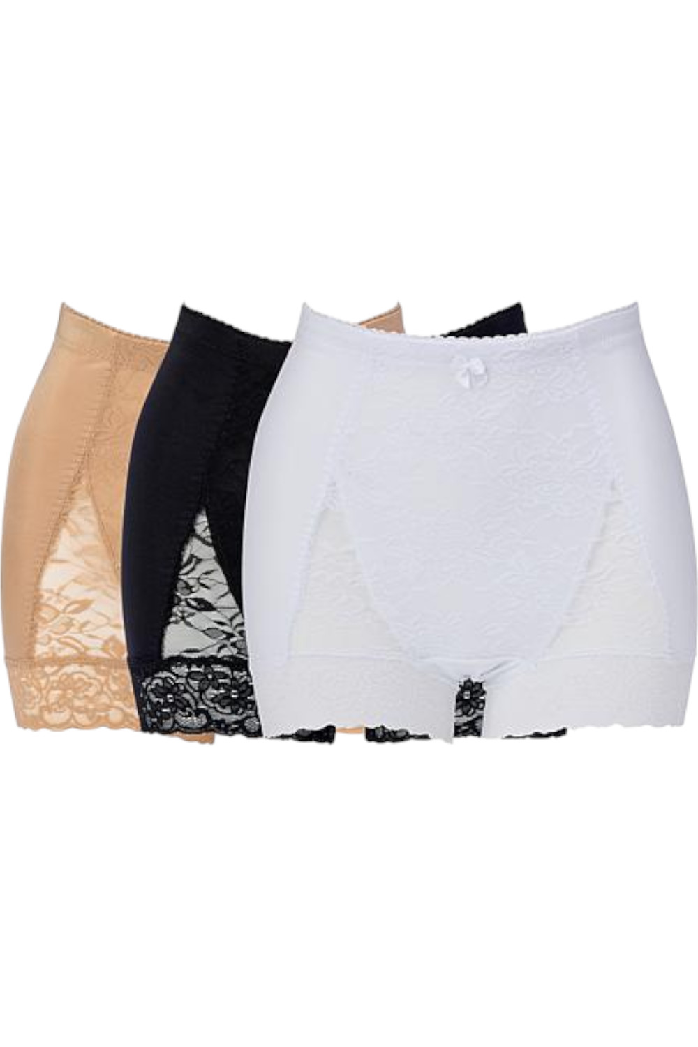 Rhonda Shear 3-pack Classic Pin-Up Boyshort Panty Black/White/Beige