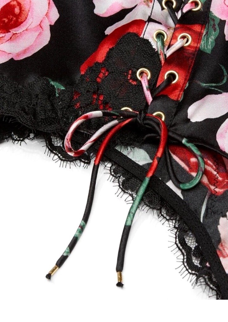Victoria’s Secret Atelier Black Silk Satin Corset Lace Up Panty $149.50 NWT Sm