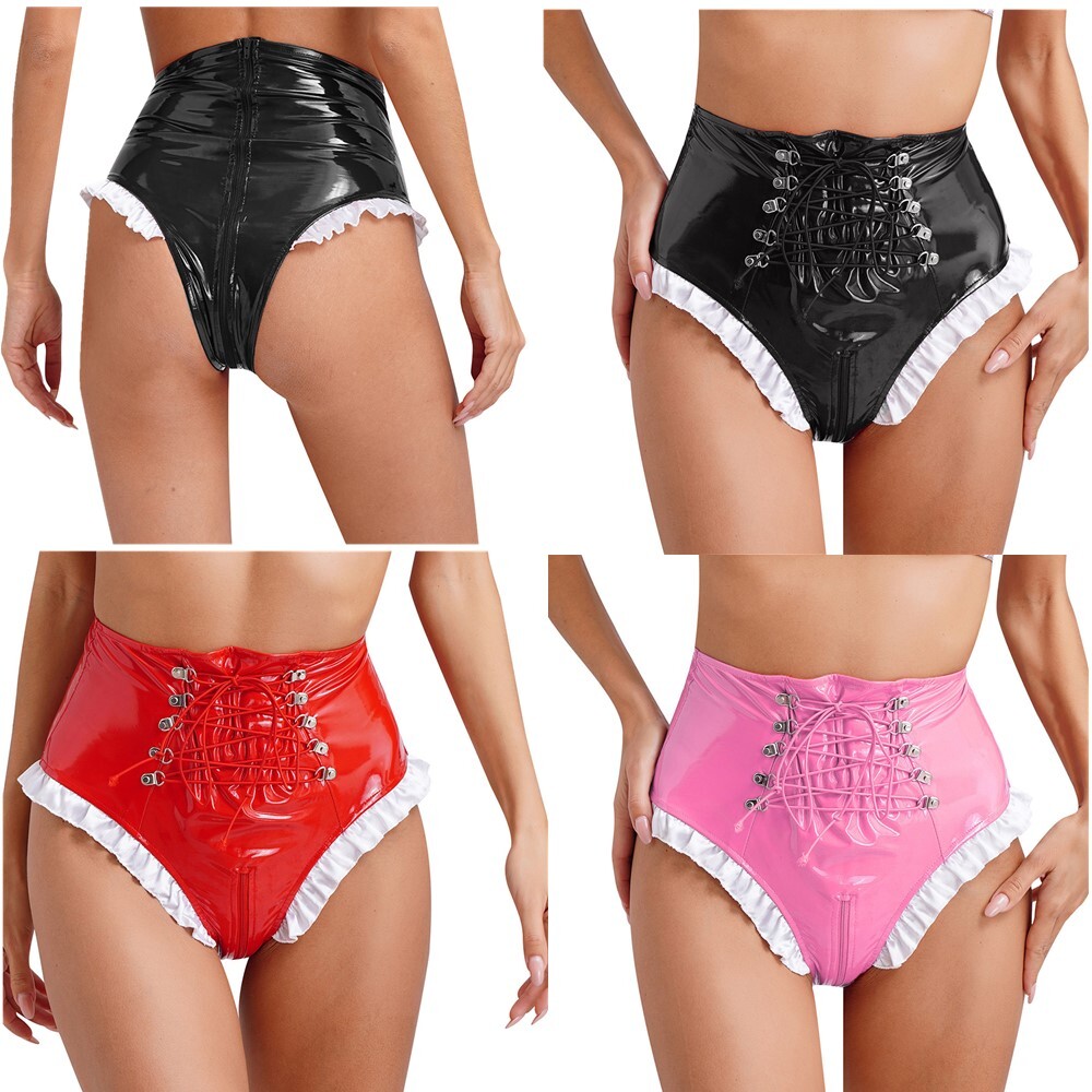 Women’s Underwear Athletic Panties Zipper Briefs Frilly Knickers Nightclub Sexy