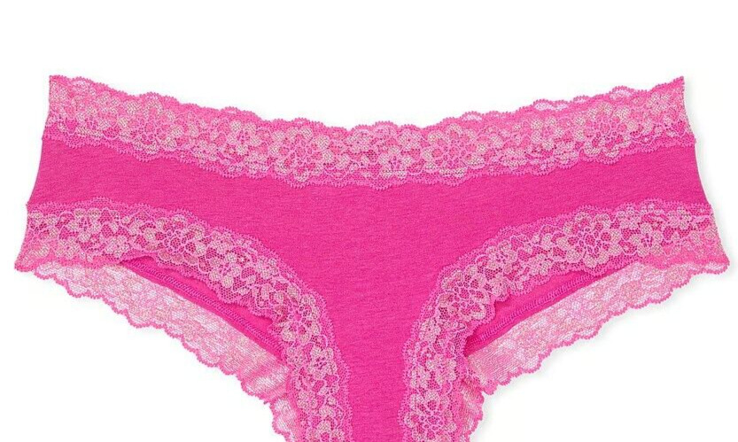 XXL Pink SHIMMER Victoria’s Secret Stretch Cotton Lace-Waist & Leg Cheeky Pantie