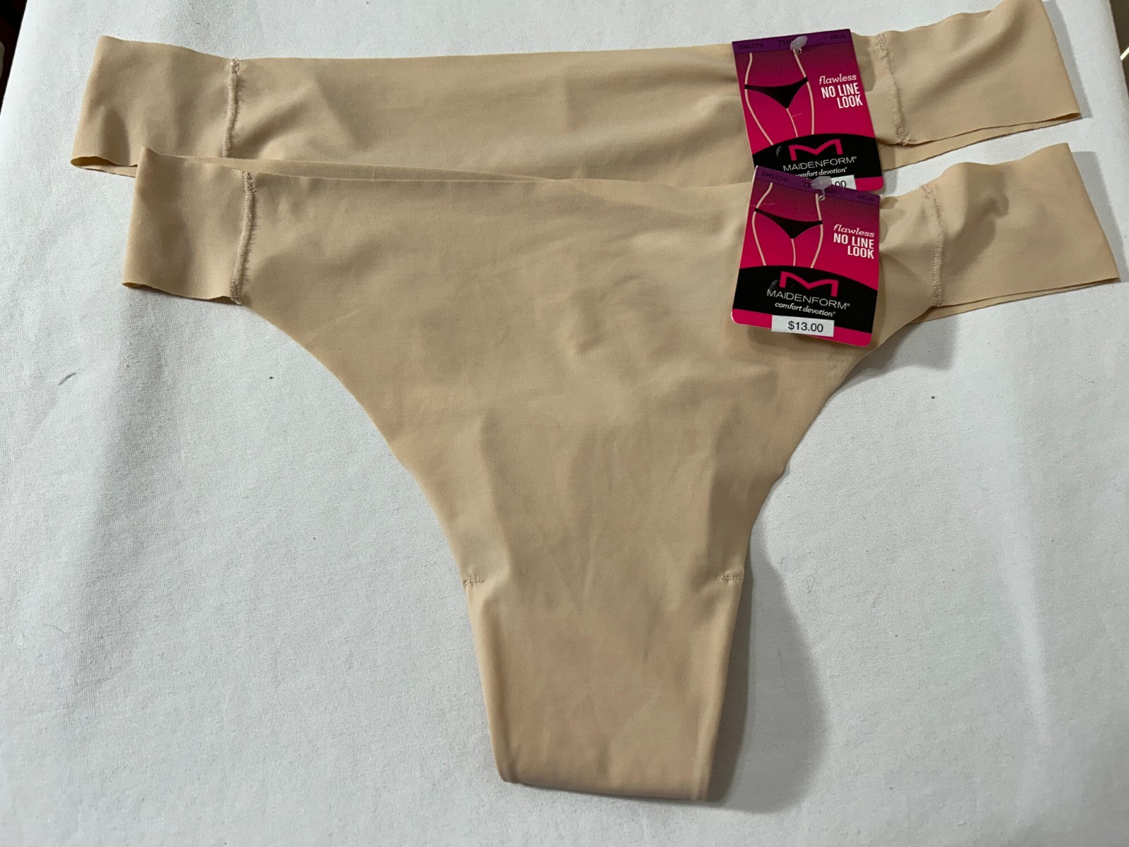Maidenform Thong Underwear 2 Pair XXL/9 No Show Flawless Comfort Devotion Dmlctg