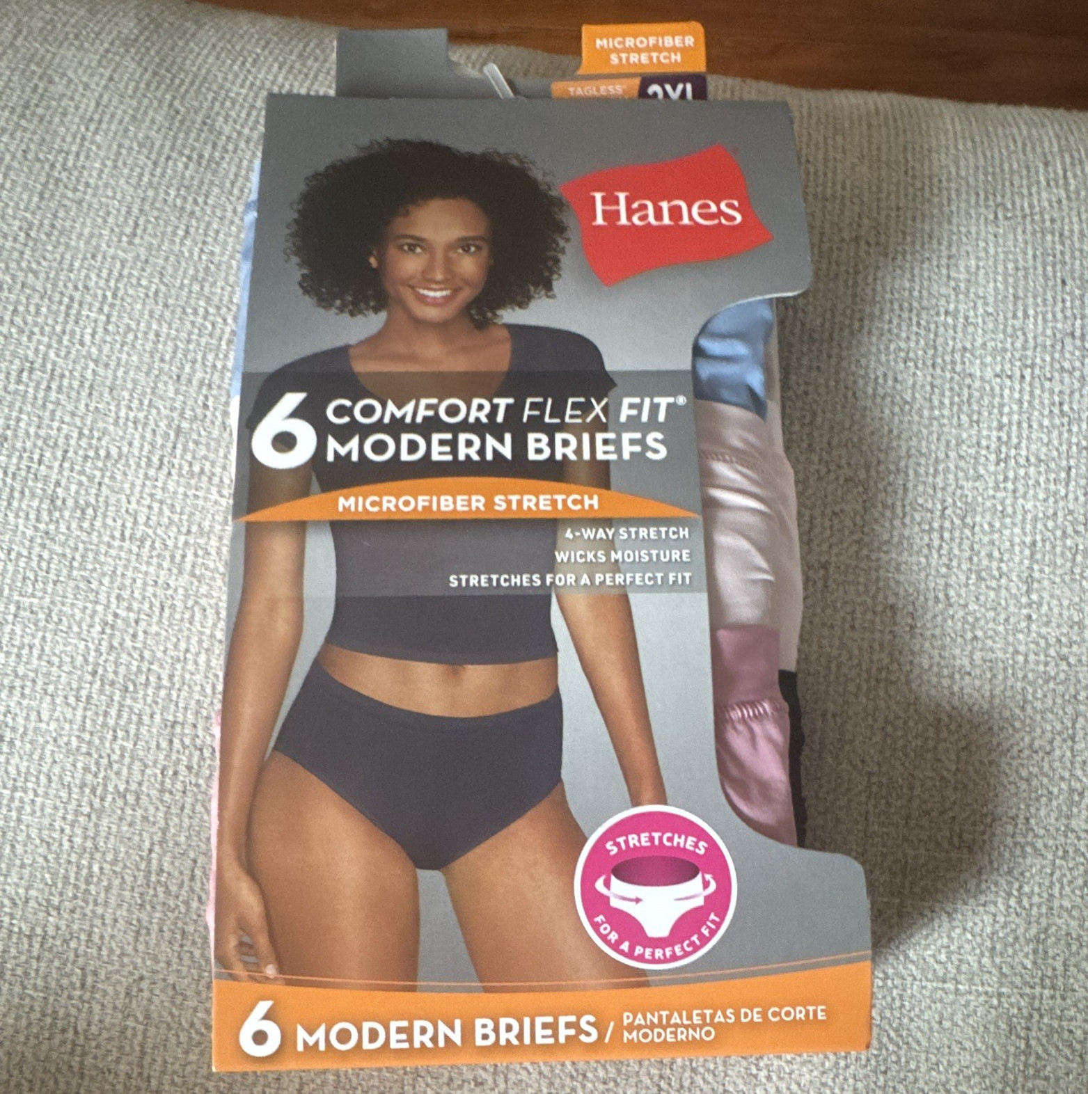 Hanes Comfort Flex Fit Modern Microfiber Brief Panties 6-Pack 2XL Multi