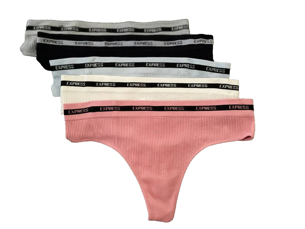 Express Seamless Ladies Ribbed Thong Simple Women’s Low Waist Sz L New