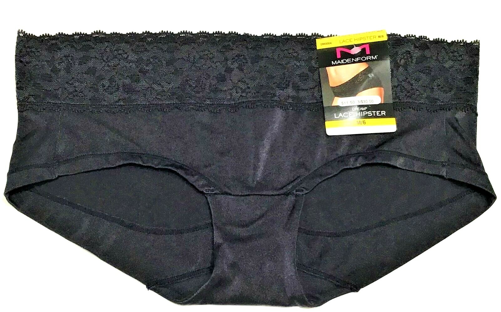 medium /6 – NWT Maidenform Dream Lace 2 black hipster panties +one, $43 tag c294