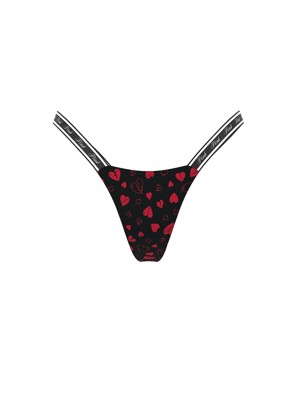 Victoria’s Secret PINK – S Logo Cotton Micro Thong Panty – Red Hearts Valentines