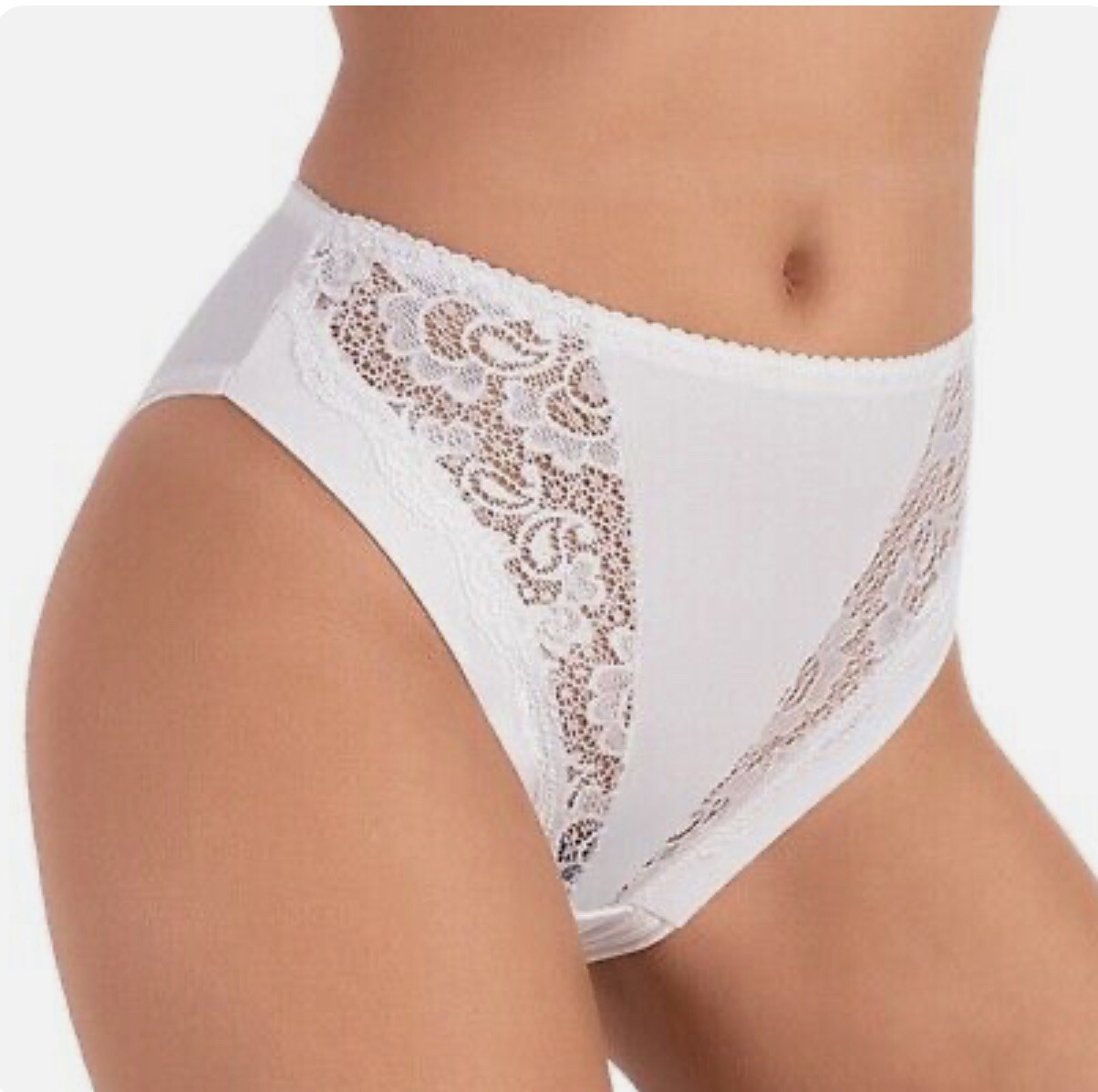 Jadea 788 Donna Women’s 2 White Panties High Waisted with Lace Trim Size 6
