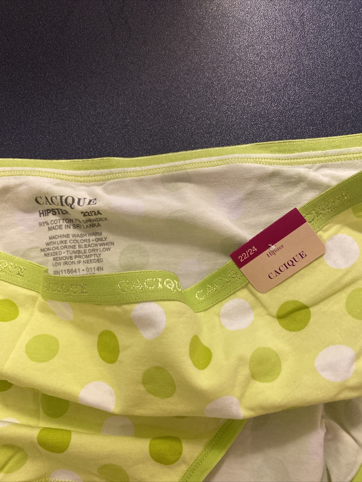 Cacique Lane Bryant 22/24 panties Green Dots Spring Lime NWT
