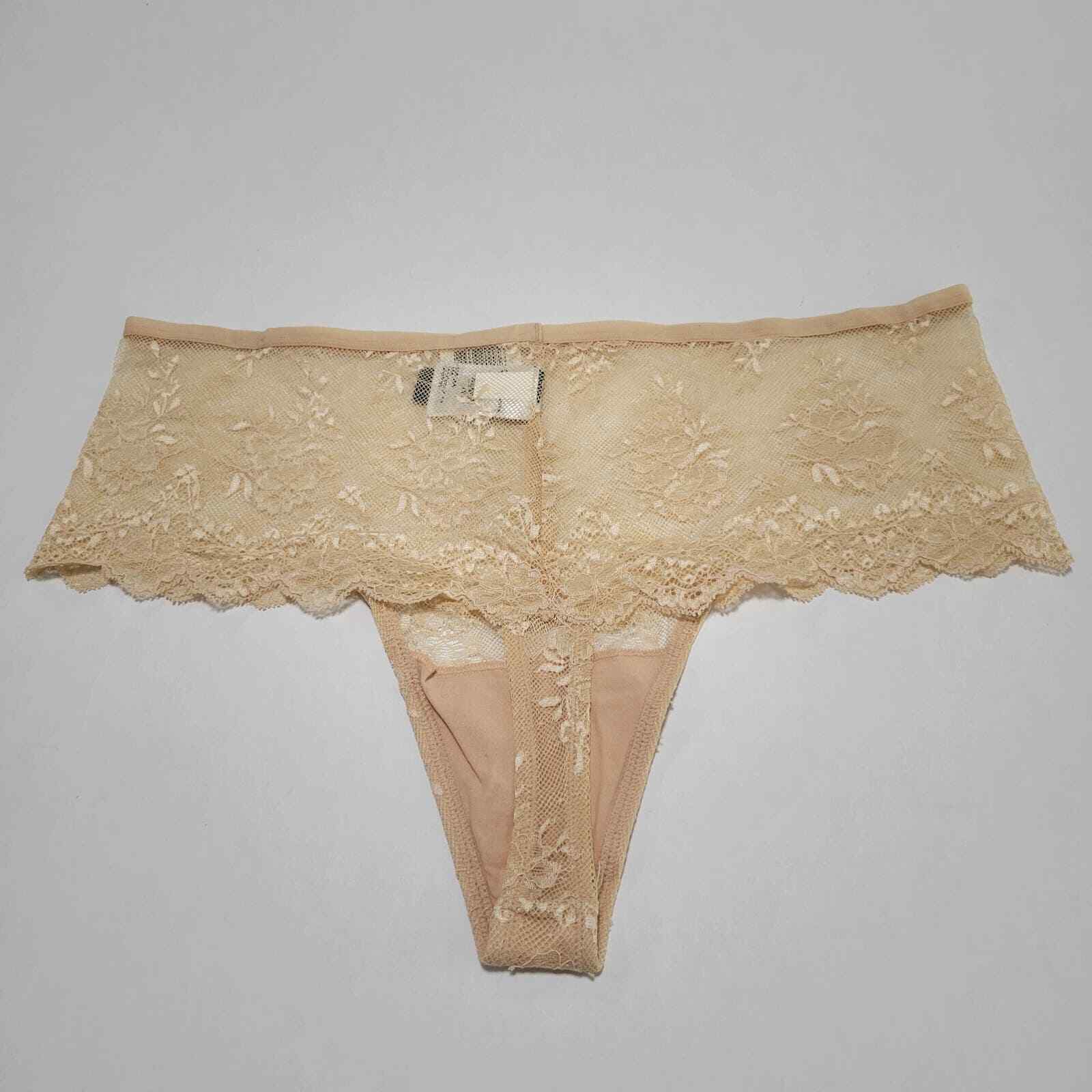 INC International Concepts High-Waist Lace Thong, Almond Latte NWT $15 X-Large