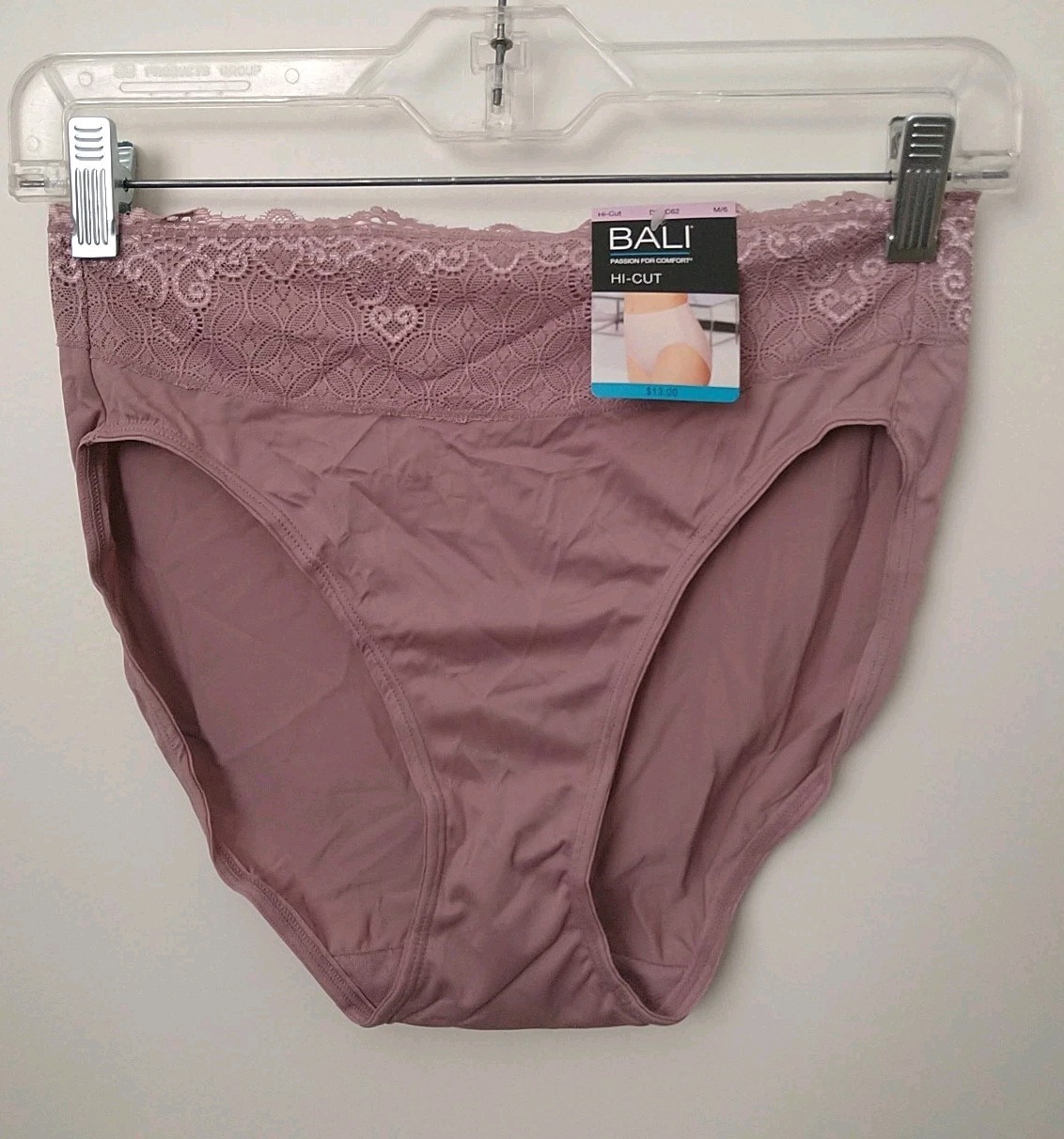 BALI WOMEN’S LACE WAISTLINE HI-CUT PANTY, SIZE M/6