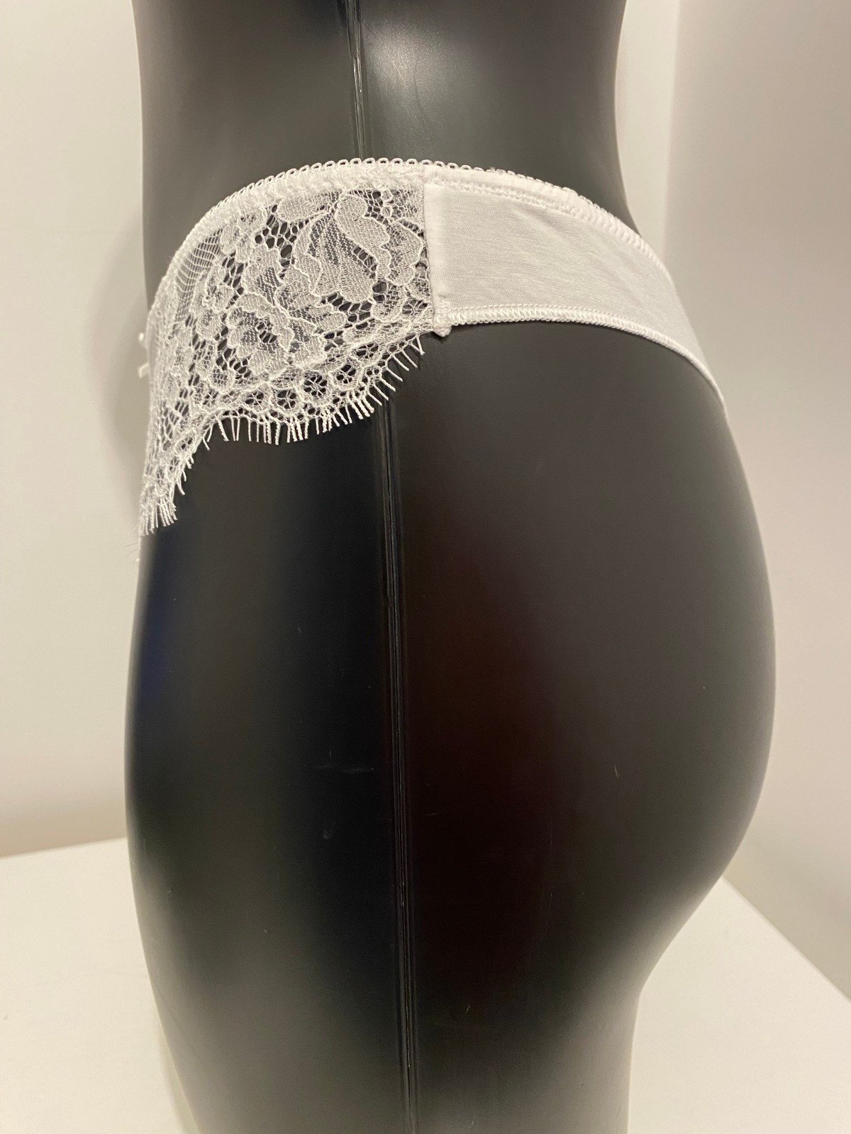 White Thong 12 Cotton Blend lace trim knickers pants underwear ladies panties
