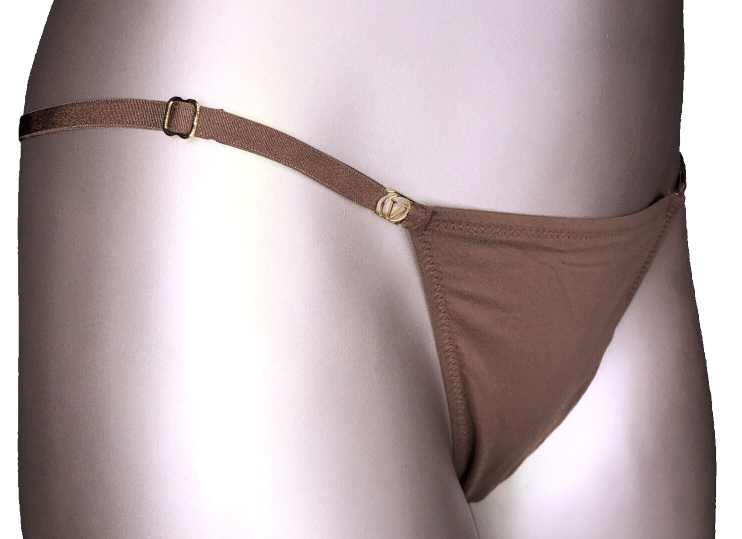Victoria’s Secret NWT Medium Brown Thong Panty Logo Adjustable Love Cloud Sexy