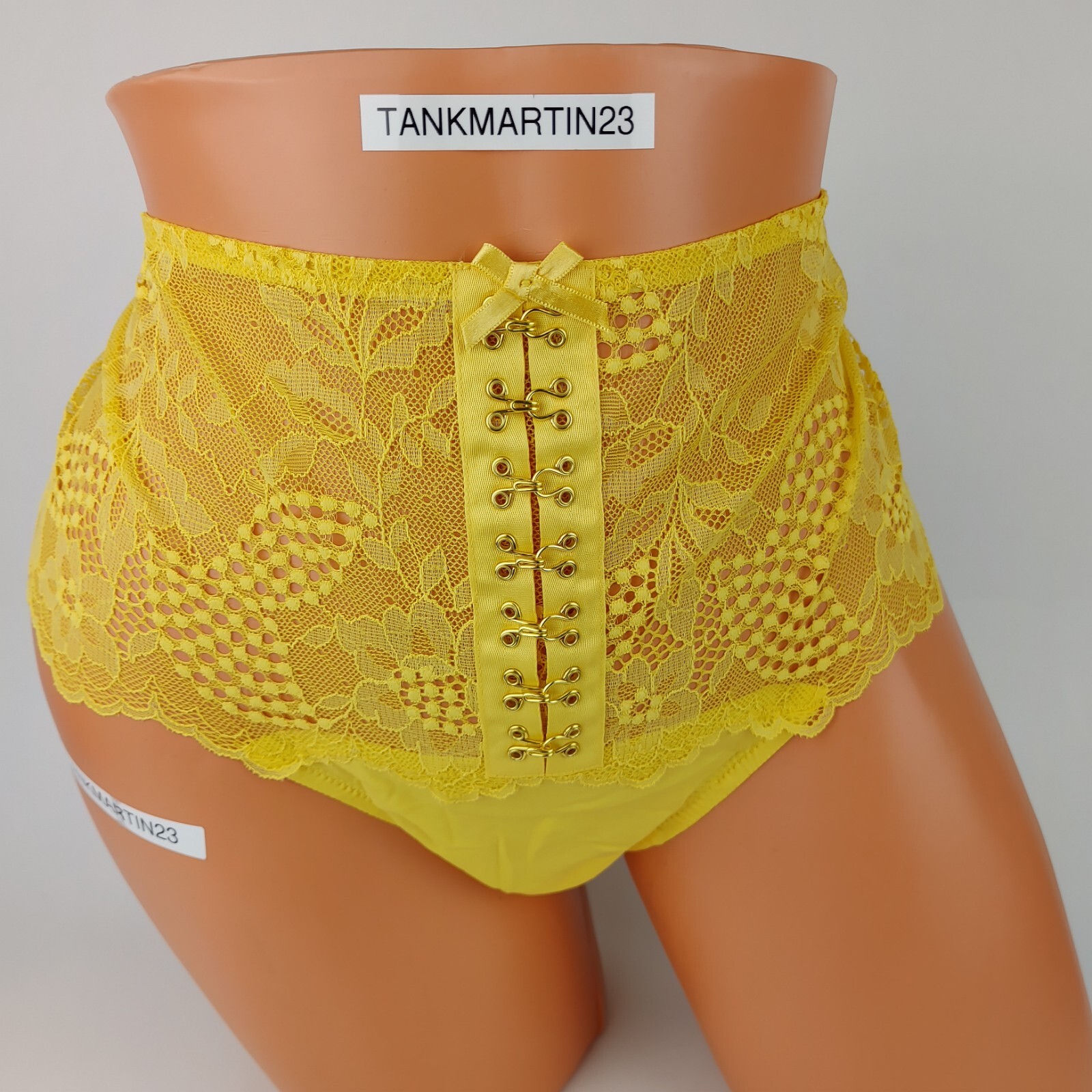 Lane Bryant Cacique Wide Side Thong Hook & Eye Plus Panties W/ Lace Yellow 18/20