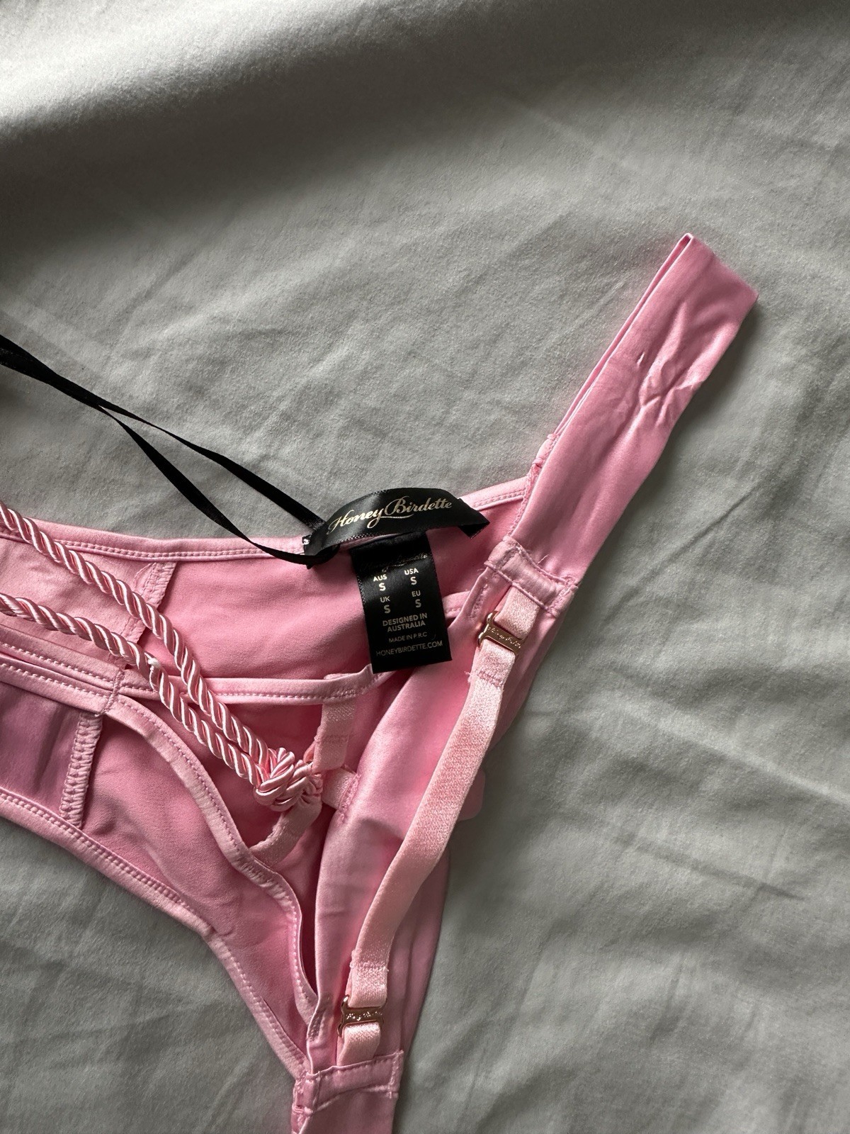 Honey Birdette Pink Shibari Thong Sz S NO LONGER AVAILABLE ($70)