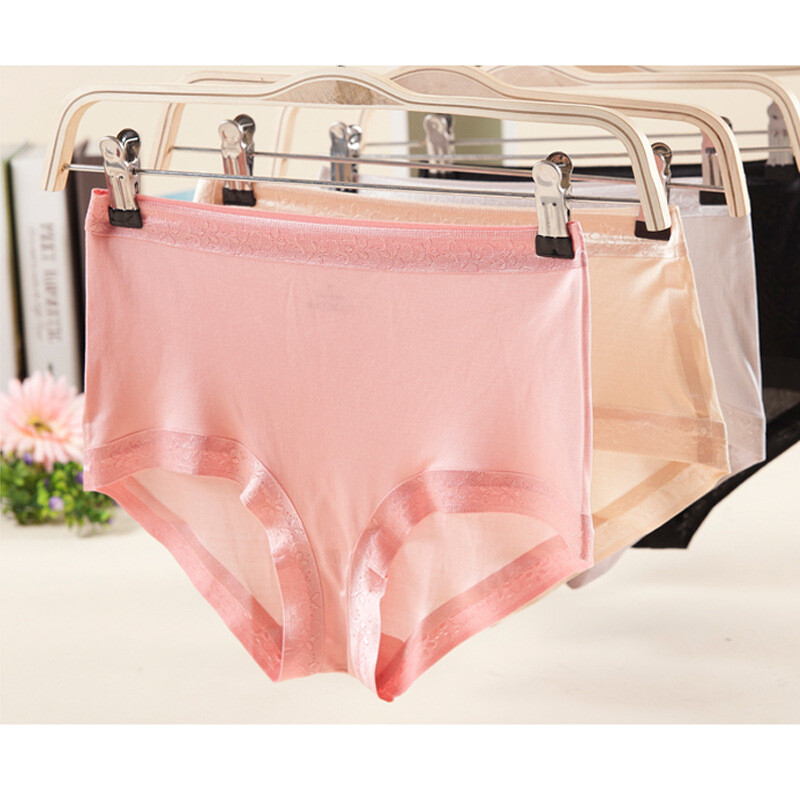 2 Pairs/lot 100% Mulberry Silk Women Panties Briefs Underwear Lingerie As Naked