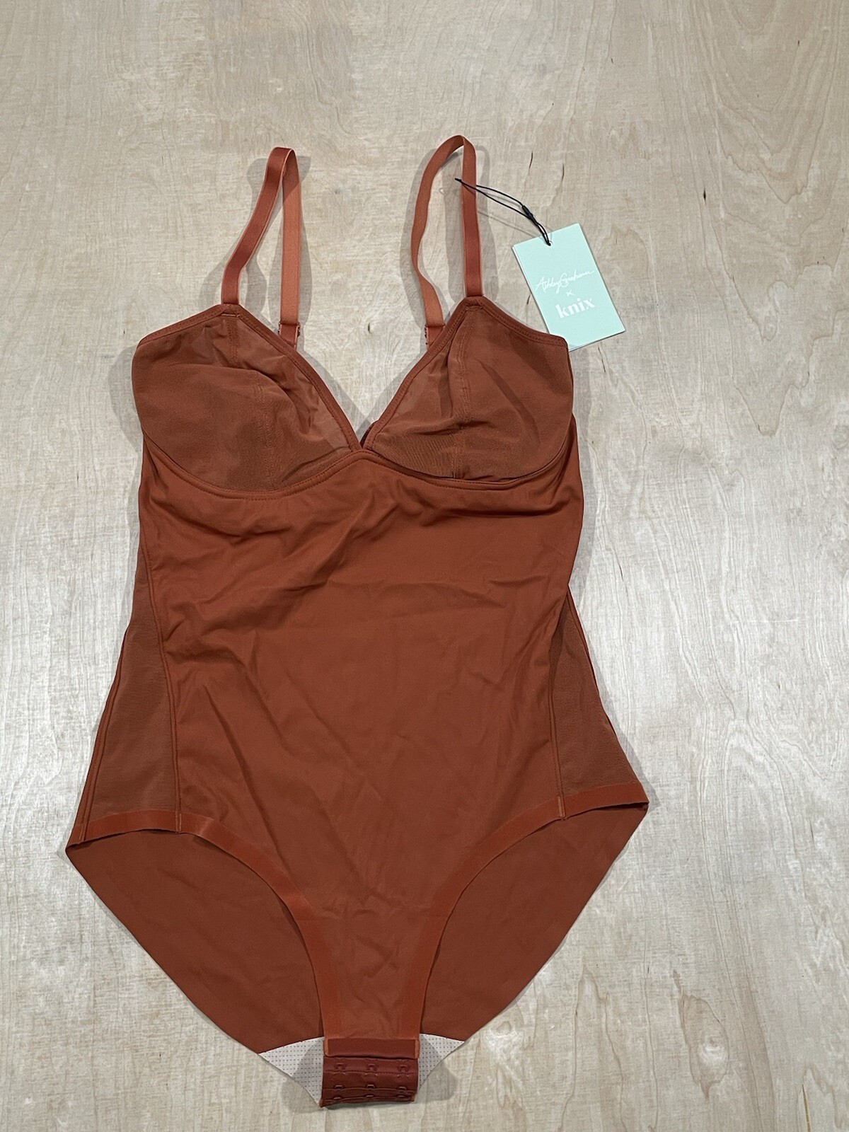 Knix Mesh Wireless BodySuit Size SXX Ginger Cookie