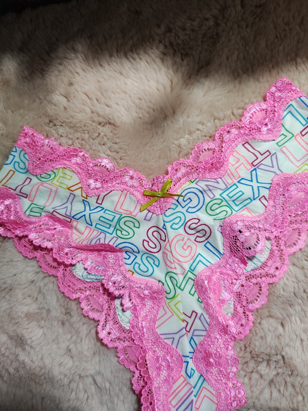 Victoria’s Secret Sexy Little Things Cheeky Bright Logo Lace Insert Large Rare