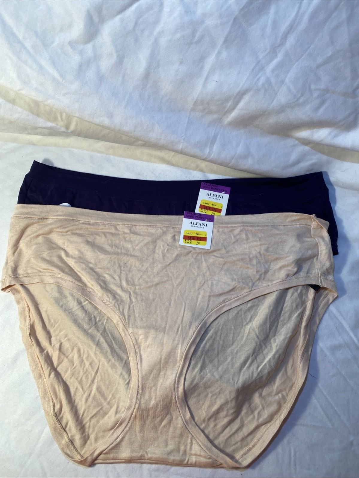 Lot Of 2 Alfani Womens XXL Blue & Ivory Ultra Soft Bikini Panties New