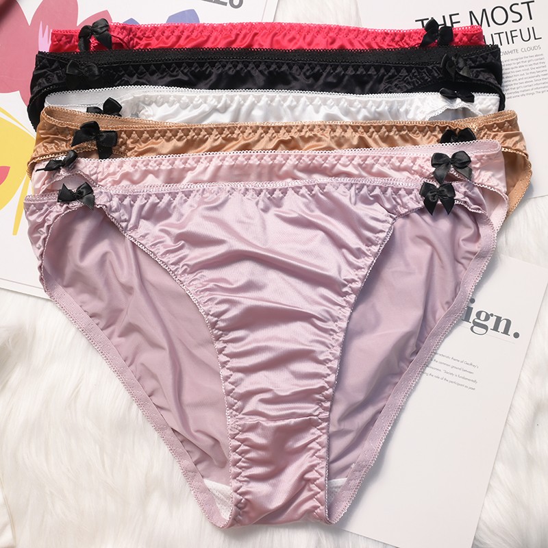 6PCS/LOT Ladies Womens Sexy Panties Satin Underwear Brief French Lingerie Bikini