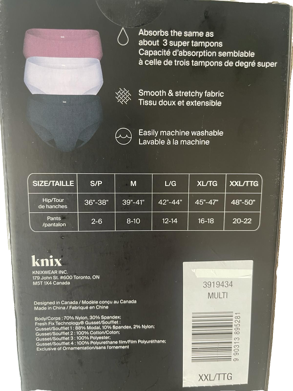 “Knix Super Leakproof Bikini Period Underwear 3-Pack New M L XL 2XL Reusable