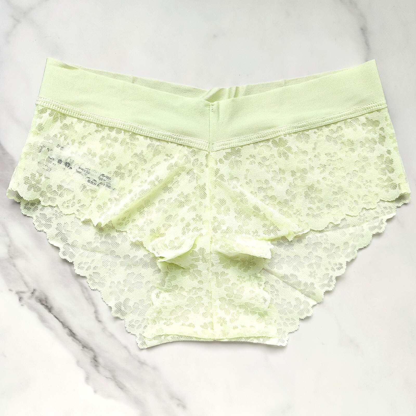 PINK Victoria’s Secret No-Show Floral Lace Hiphugger Panty Lime Cream S/M/L/XL
