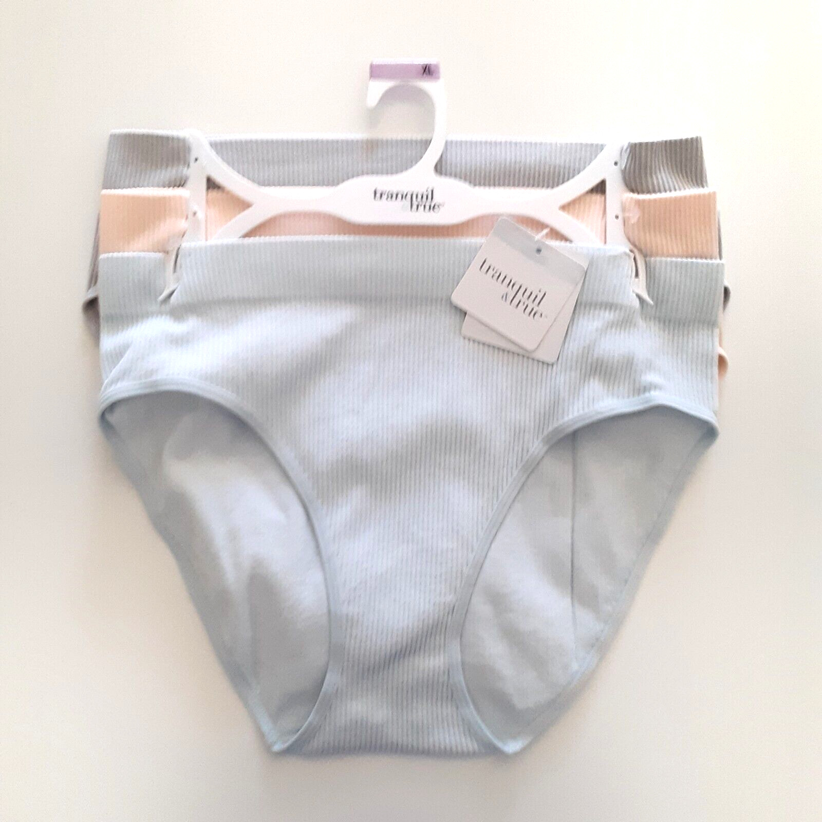 Tranquil & True Womens Size XL Hipsters Ribbed Seamless Solid Underwear 3 Pack