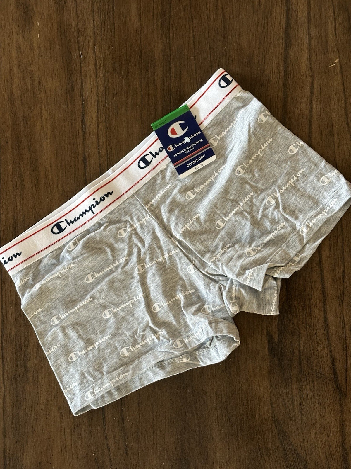 Champion BoyShorts, Panties Size Large L Ch49as Gray White Nwt