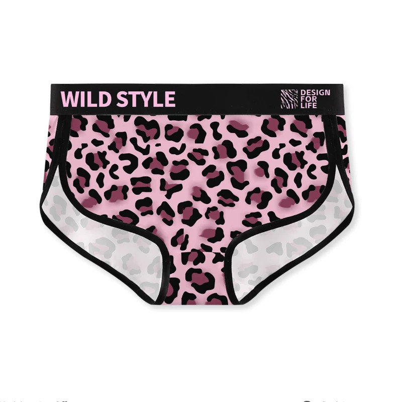 Leopard Print Brief Panties Mid Waist Breathable Soft Comfortable Underwear